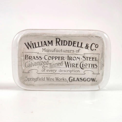 387 - 3 RECTANGULAR GLASS ADVERTISING PAPERWEIGHTS