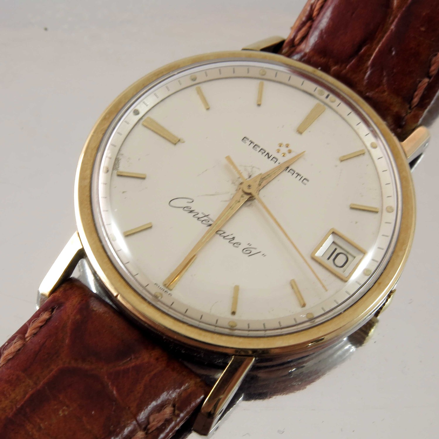 GENTS VINTAGE ETERNA MATIC CENTENAIRE 61 WRISTWATCH CENTRE SECONDS DATE APERTURE RUNS