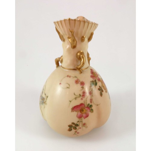 352 - ROYAL WORCESTER BLUSH IVORY JUG WITH FLORAL DECORATION, SHAPE NUMBER 1507