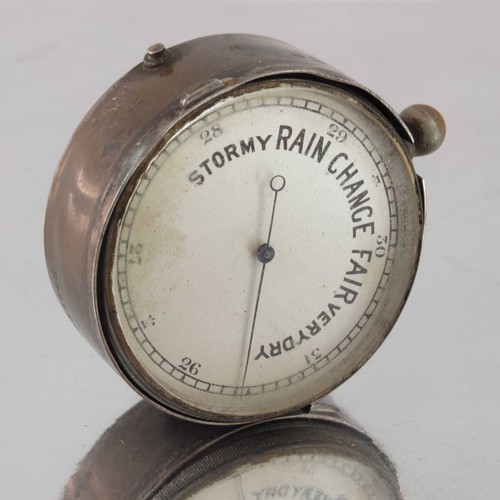 434 - POCKET BAROMETER IN A SILVER CASE