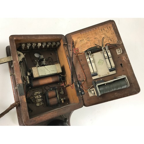 591 - ERICSSON TELEPHONE CO MODEL N1177 A WALL MOUNTABLE BATTERY RINGING WALL TELEPHONE WITH EARLY KEY LOC... 