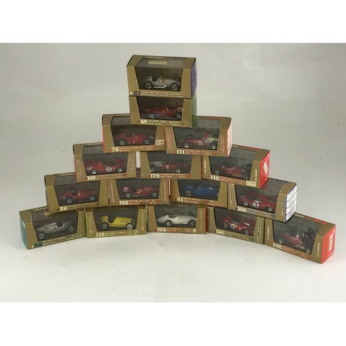 148 - 15 BOXED 'REVIVAL BRUMM SERIE ORO' RACING CARS INCLUDING R38 AUTO UNION TIPO C HP520 1936, R35 FERRA... 