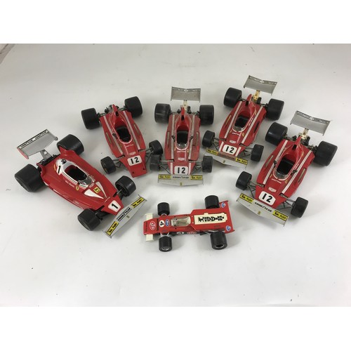 155 - 5 UNBOXED POLISTIL FERRARIS 1:16 SCALE AND 1 UNBOXED POLISTIL FX6 LOTUS INDIANAPOLIS TURBINA 1:25 SC... 