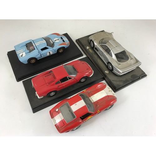 150 - UNBOXED FERRARI GTO 1962 1:18 SCALE, UNBOXED FORD GT40 NO1 - 2ND 24H LE MANS 1966 ON PLINTH, UNBOXED... 