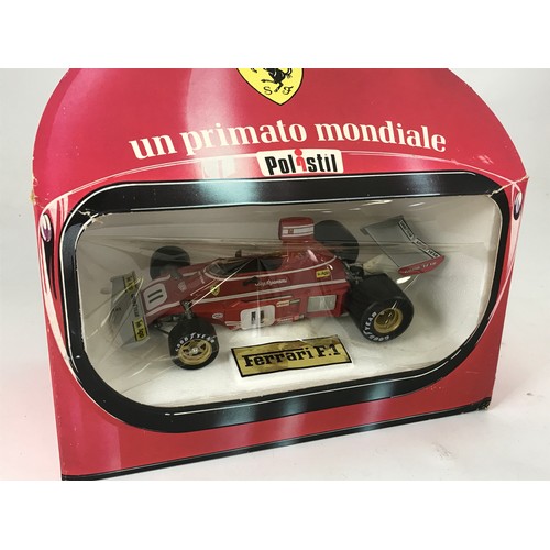 151 - POLISTIL BOXED 'UN PRIMATO MONDIALE' FERRARI F1, 1:16 SCALE, 7 OPENED KYOSHO FERRARI FORMULA CAR MOD... 