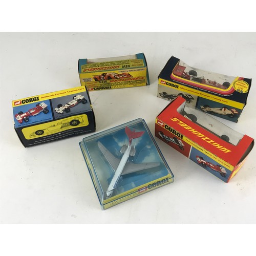 133 - 4 CORGI BOXED RACING CARS 344 FERRARI 206 DINO SPORT, 152 FERRARI 312 B2 FORMULA 1, 151 YARDLEY MCLA... 