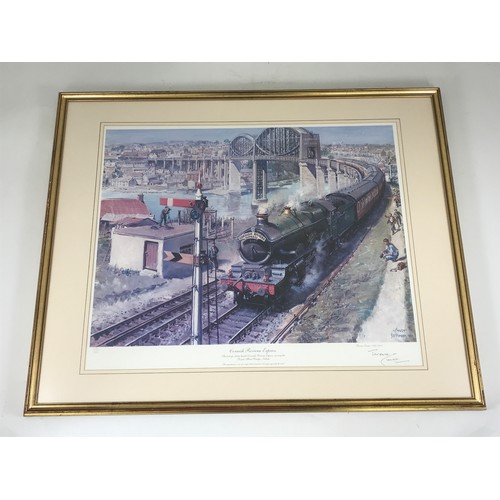 349 - FRAMED TERENCE CUNEO PRINT 635/850 OF 5049 ON THE CORNISH RIVIERA EXPRESS AT SALTASH, 60CM X 49CM, S... 