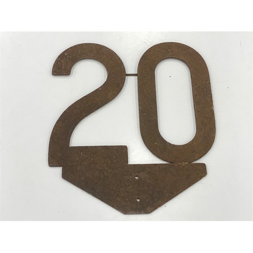 588 - RAILWAY SPEED RESTRICTION SIGN '20' UNPAINTED, NO POST