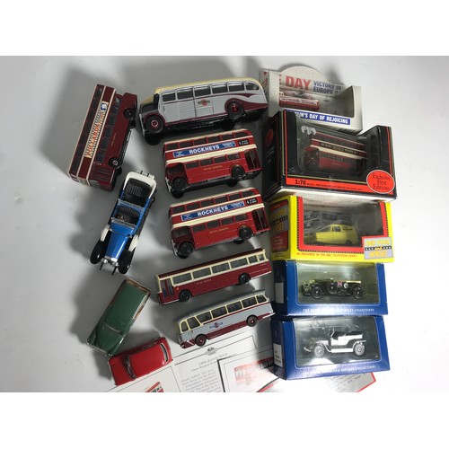 97 - BOXED & U/B  DIE CAST MODEL BUSES INC. EFE, OOC & CORGI AEC REGAL,