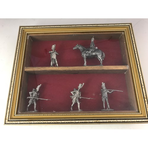 103 - SMALL FRAMED CASE OF MILITARY FIGURES