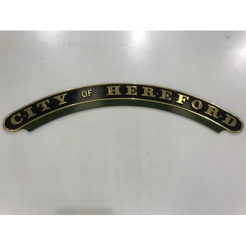 597 - GWR REPRO LOCOMOTIVE NAMEPLATE FOR COUNTY CLASS 4-4-0 3438 / 3715 CITY OF HEREFORD. THIS NAME PLATE ... 