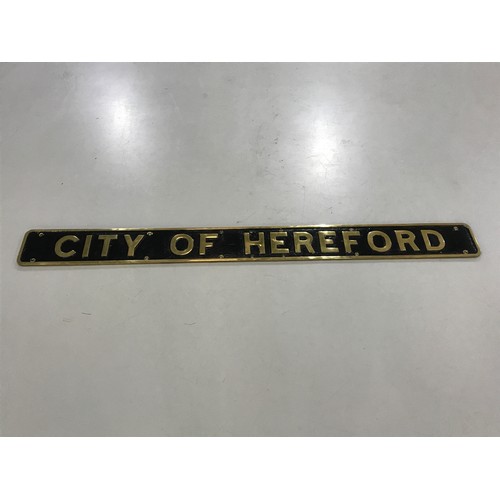 596 - LMS REPRO LOCOMOTIVE NAMEPLATE FOR 4-6-2 PACIFIC LOCOMOTIVE 6255 CITY OF HEREFORD.  THIS NAME PLATE ... 