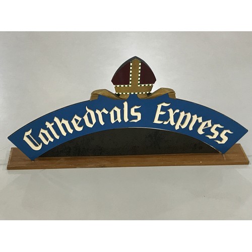 598 - CATHEDRALS EXPRESS TRAIN HEADBOARD. A REPRO CASTING BUT WE ARE ADVISED BY THE OWNER THAT IN APPRECIA... 