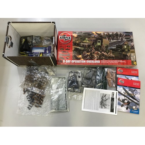 318 - AIRFIX KIT A50162 D DAY OPERATION OVERLORD, PLUS REVELL U/B BATTLE OF BRITAIN PARTS, PLUS SUNDRY SOL... 