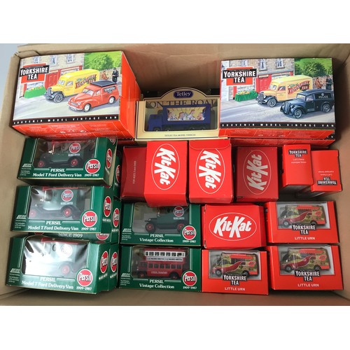 165 - PROMOTIONAL DIE CAST MODELS : YORKSHIRE TEA, PERSIL, FUJI, BOOTS ETC. APPROX. 50 MODELS.