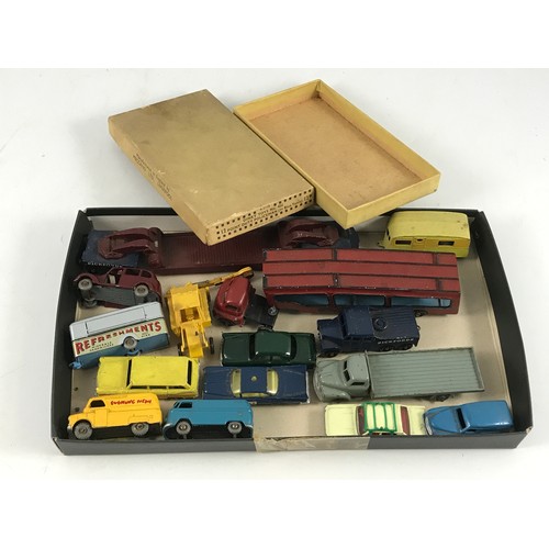 102 - DINKY TOYS NO 42D, 12 POINT POLICEMAN IN BLUE TUNIC EMPTY BOX, DUBLO DINLY BEDFORD, VARIOUS MATCHBOX... 