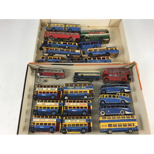 100 - DINKY TOYS, 8 REPAINTED MODEL BUSES, CORGI, 3 WHITE METAL KIT BUSES & 1 OTHER, PLUS OTHER WOODEN MAD... 