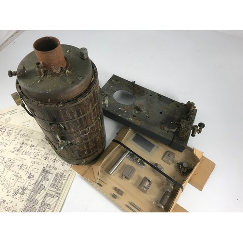 599 - VERTICAL STEAM BOILER, POSSIBLY TURNER, PLUS SUNDRY ACCESSORIES. NOT TESTED.