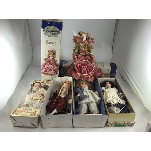 52 - COLLECTORS DOLLS, ALL PART / BOXED, 2X PHILIPPE CAMBON DOLLS VICTORIA, CURZON COLLECTION, LEONARDO, ... 