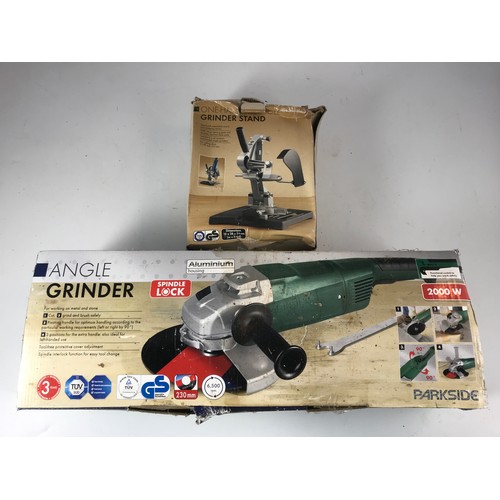 518 - GRINDER STAND AND A 2000 WATT ANGLE GRINDER