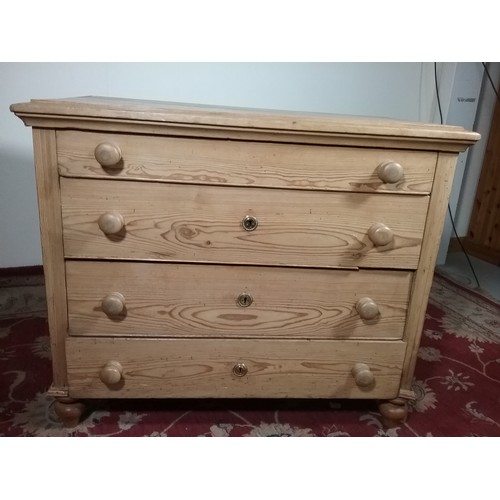 225 - PINE CHEST OF 4 DRAWERS 100cm wide and 88cm tall