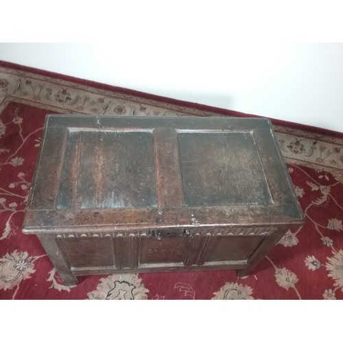 223 - OAK PANELLED CHEST 94cm long and 63cm tall