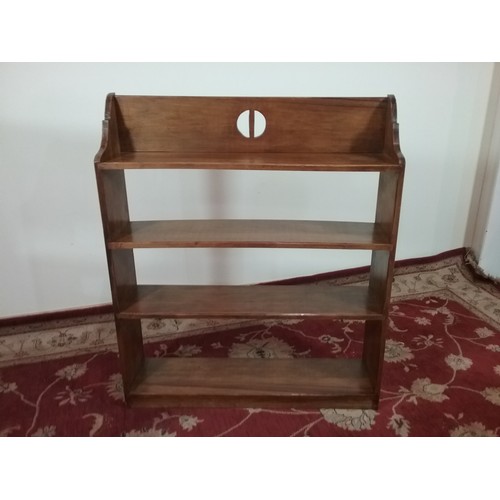 50 - STAINED PINE BOOK SHELF  92cm wide and  108cm tall