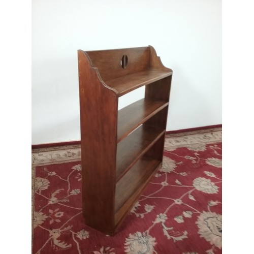 50 - STAINED PINE BOOK SHELF  92cm wide and  108cm tall