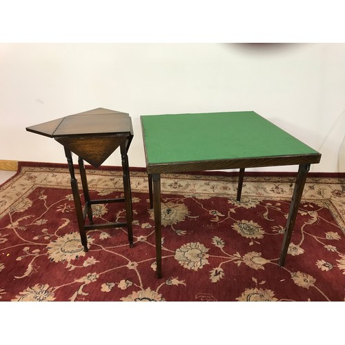 174 - ENVELOPE TABLE AND CARD TABLE WITH GREEN BEIGE