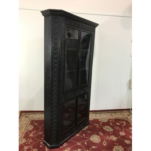 16 - VERY IMPRESSIVE GOTHIC STYLE CARVED OAK CABINET 110 CM WIDTH X 212 CM HIGH