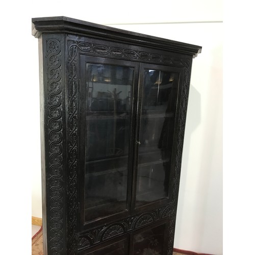 16 - VERY IMPRESSIVE GOTHIC STYLE CARVED OAK CABINET 110 CM WIDTH X 212 CM HIGH