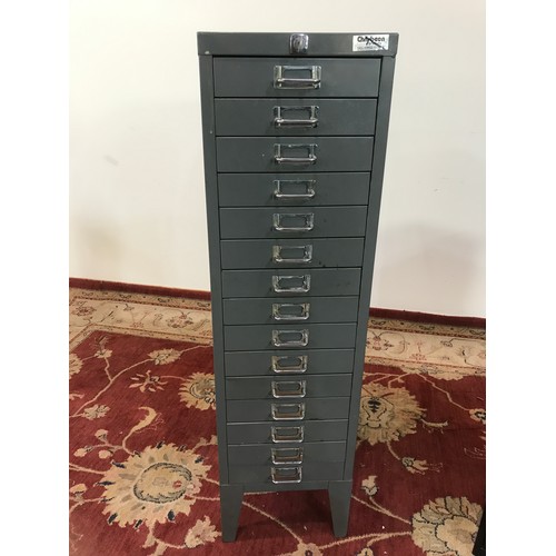 179 - TWO SETS OF METAL FILING DRAWERS  101 cm tall and  68cm tall