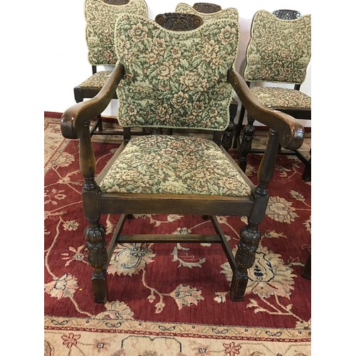 134 - SET OF 2 PLUS 4 DINING CHAIRS WITH ACORN CARVED LEGS