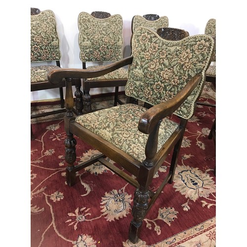 134 - SET OF 2 PLUS 4 DINING CHAIRS WITH ACORN CARVED LEGS