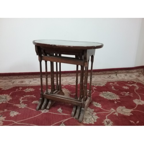 63 - NEST OF KIDNEY SHAPED OCCASIONAL TABLES 56cm wide and  56cm tall