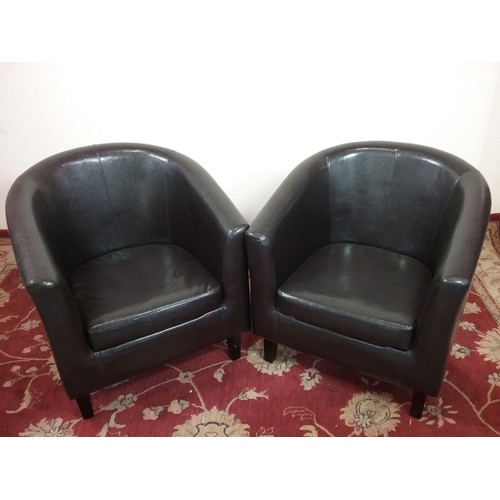 104 - 2 MODERN LEATHER EASY CHAIRS