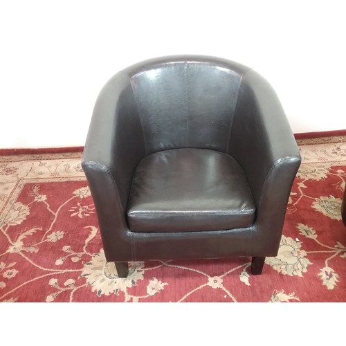 104 - 2 MODERN LEATHER EASY CHAIRS