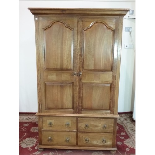 9 - MODERN OAK WARDROBE ON 4 DRAWER BASE 116cm wide and 195cm tall