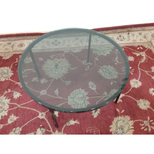 115 - ROUND GLASS TOP OCCASIONAL TABLE 80cm dia and  40cm tall