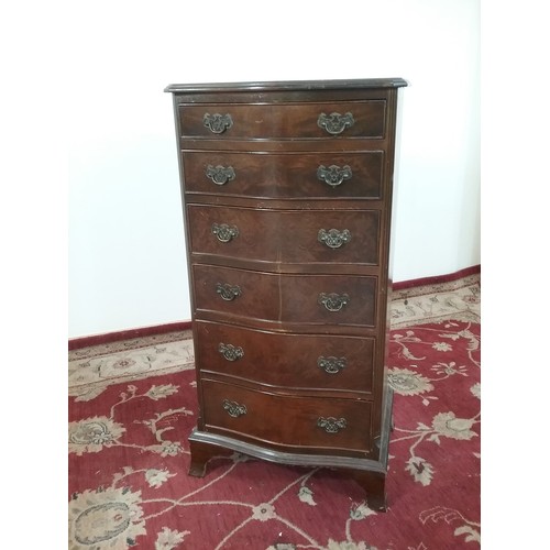 114 - REPRO NARROW CHEST OF 6 DRAWERS 52cm wide and  105cm tall