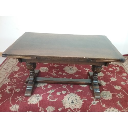 238 - GOOD QUALITY OLD WORCESTER FURNITURE LTD REPRODUCTION OAK DRAWER LEAF DINING TABLE MAX LENGTH 213CM ... 