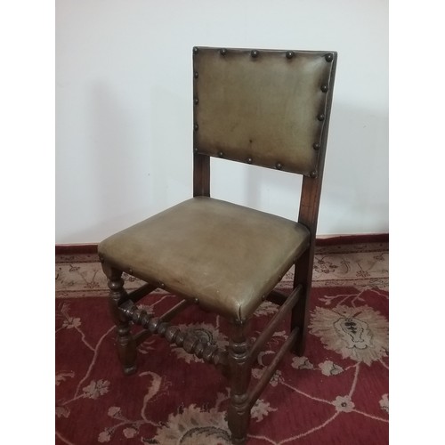 173 - GOOD QUALITY OLD WORCESTER FURNITURE LTD REPRODUCTION OAK SET OF 6 LEATHER SEAT DINING CHAIRS