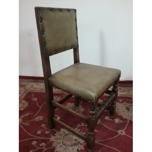 173 - GOOD QUALITY OLD WORCESTER FURNITURE LTD REPRODUCTION OAK SET OF 6 LEATHER SEAT DINING CHAIRS