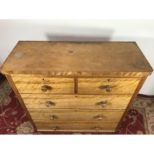 293 - SATINWOOD CHEST OF 3 PLUS 2 DRAWERS 118cm wide and 116cm tall