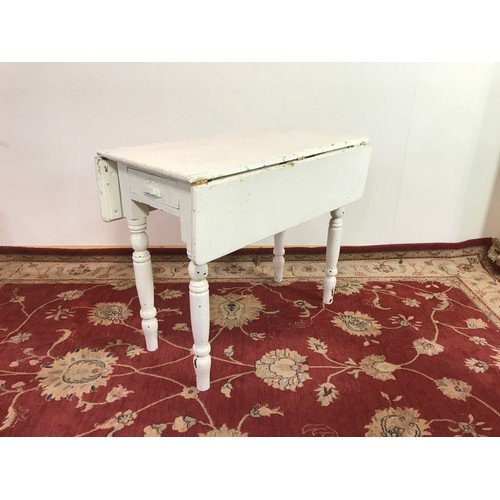 301 - PAINTED PINE VICTORIAN PEMBROKE TABLE WITH TURNED LEGS 80cm wide and  77cm tall