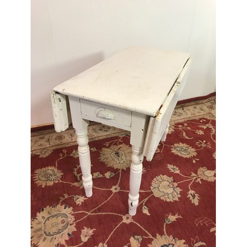 301 - PAINTED PINE VICTORIAN PEMBROKE TABLE WITH TURNED LEGS 80cm wide and  77cm tall