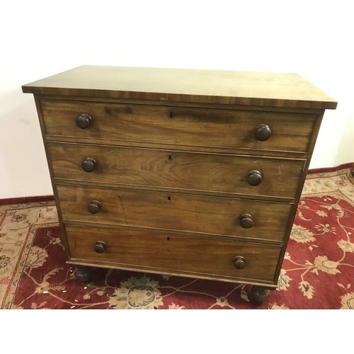 278 - VICTORIAN CHEST OF 4 LONG DRAWERS 104cm wide and 102cm tall