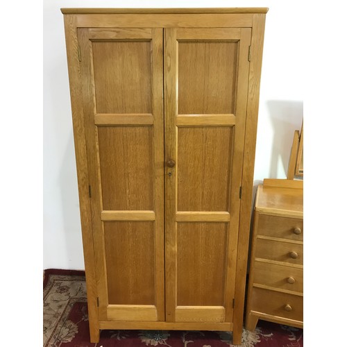 287 - MINISTRY 'BLONDE' OAK WARDROBE  91cm wide and 184cm tall AND DRESSING TABLE