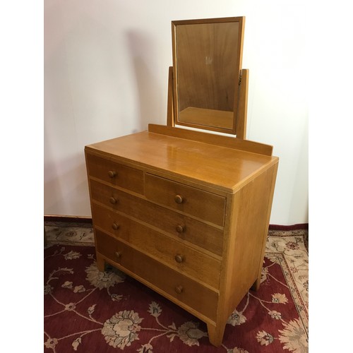 285 - MINISTRY 'BLONDE' OAK WARDROBE  107cm wide and 184cm tall 
 AND DRESSING TABLE