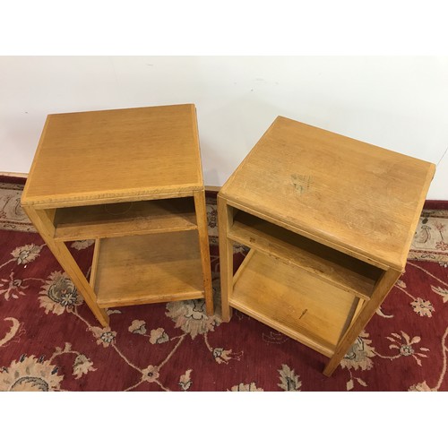 288 - PR. 'MINISTRY' BLONDE OAK BEDSIDE TABLES 42cm wide and 70cm tall